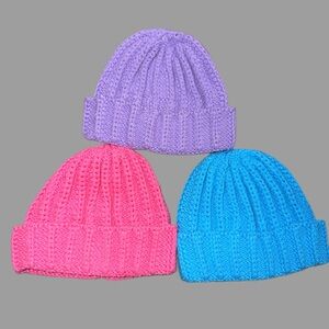 Carter's Pink, Purple, and Blue Knit Beanie Set